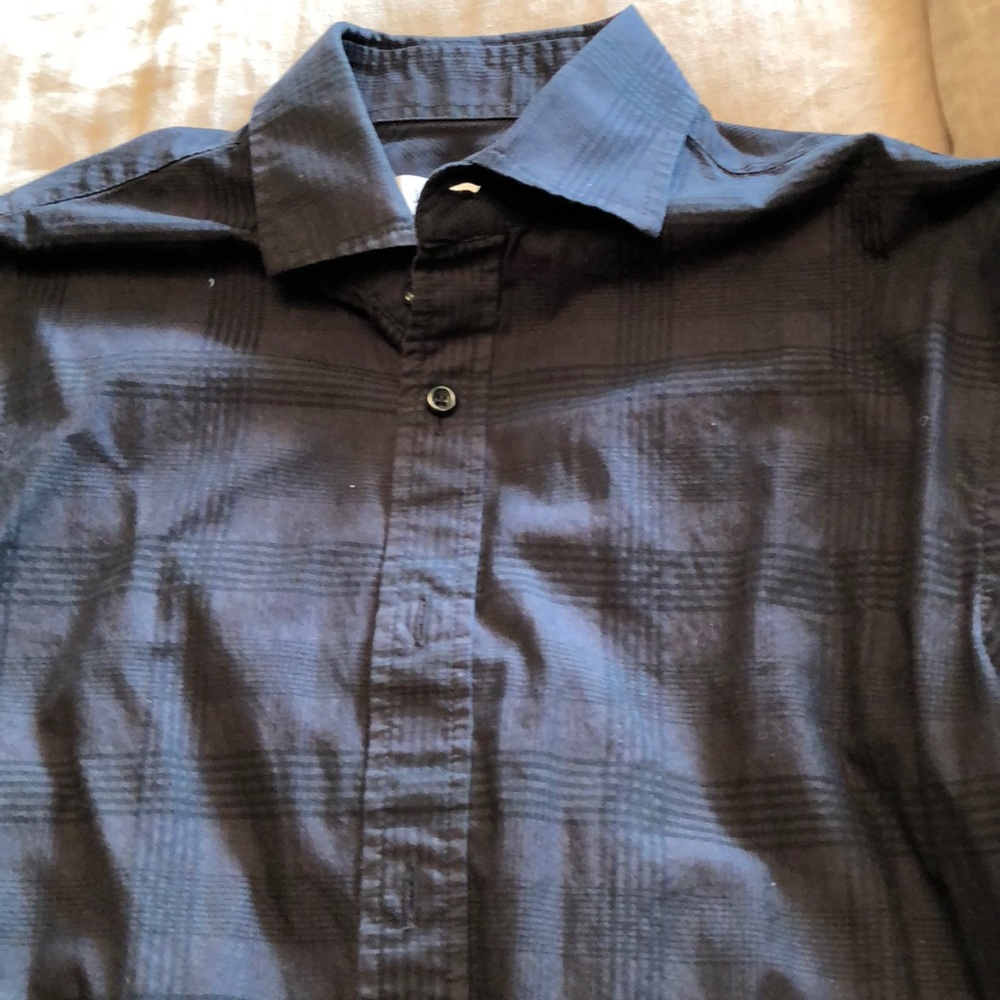 Men’s long sleeve shirt, black on black stripes